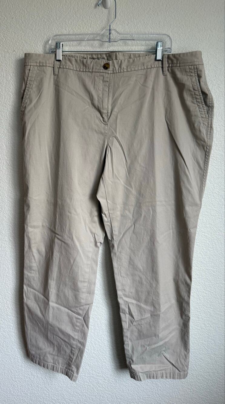 Talbots Plus Pants 18W Relaxed Chino Beige Khaki Tan Cotton Stretch Work Casual